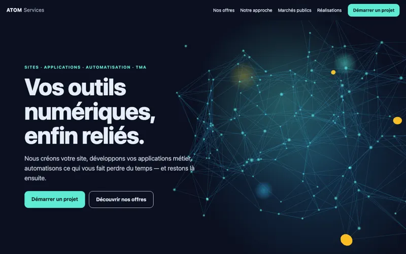 Autre exemple, direction 1 sur 5 : page d'accueil d'un site de prestataire de services numériques