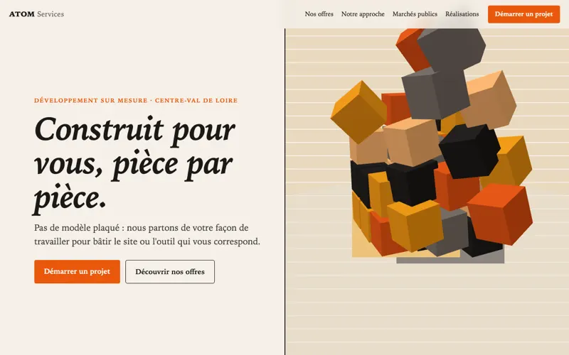 Autre exemple, direction 2 sur 5 : page d'accueil d'un site de prestataire de services numériques