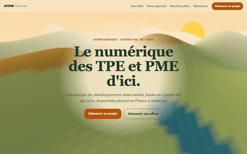 Autre exemple, direction 3 sur 5 : page d'accueil d'un site de prestataire de services numériques