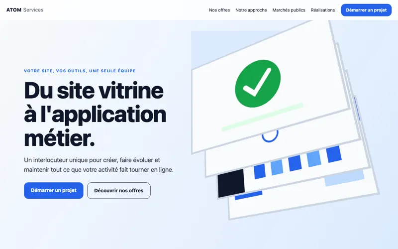 Autre exemple, direction 4 sur 5 : page d'accueil d'un site de prestataire de services numériques